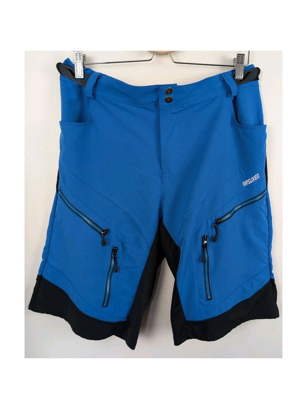 Arsuxeo Men's XL Blue Shorts Adjustable Waist Stretch Black
